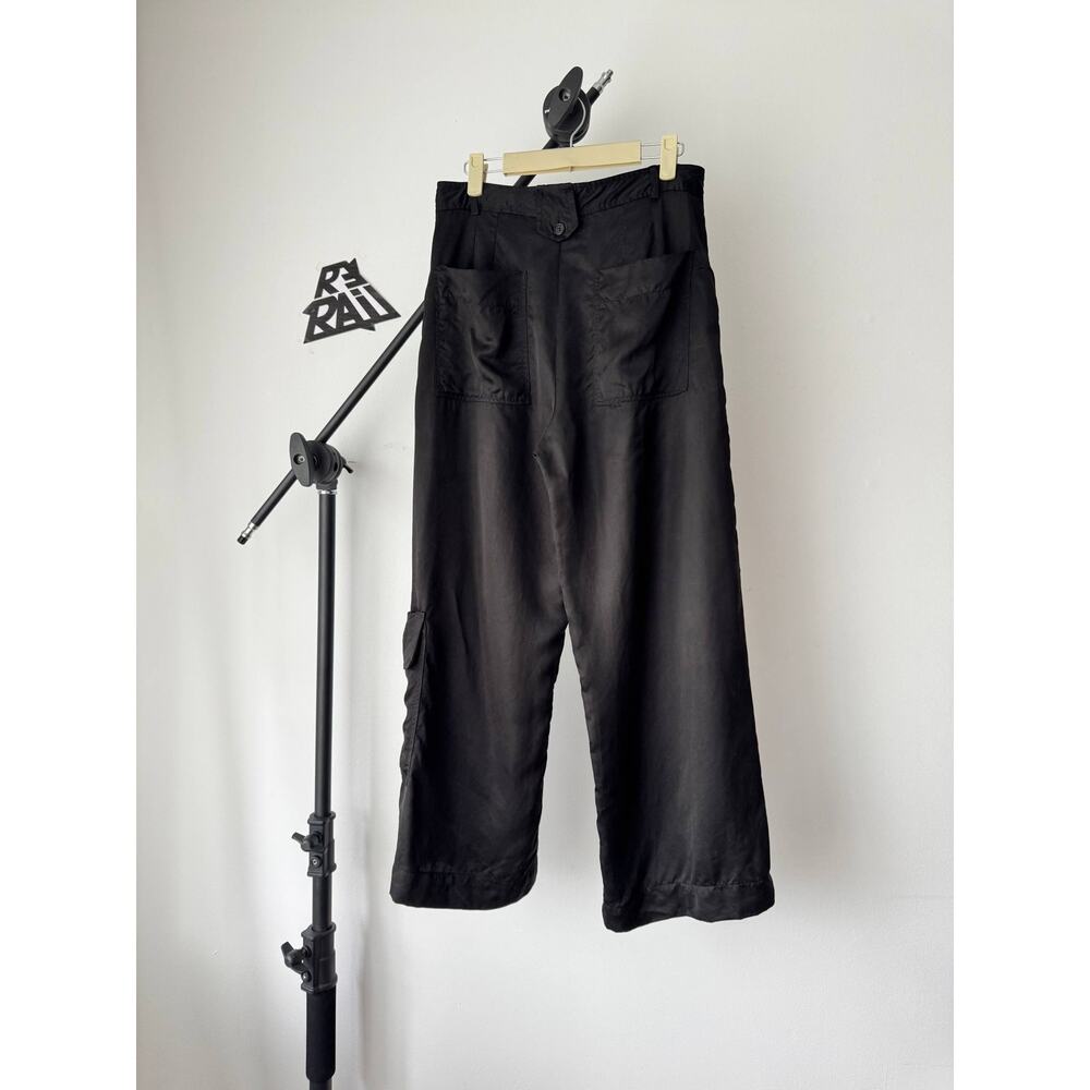 Isabel Benenato Cropped Wide Leg Cupro Pants Black - Picture 4 of 8